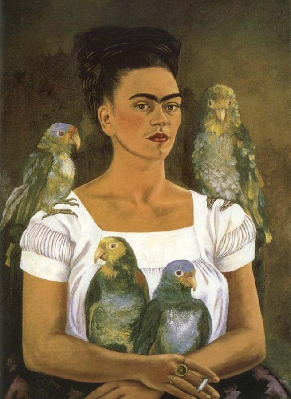 Frida Kahlo I and parrot China oil painting art